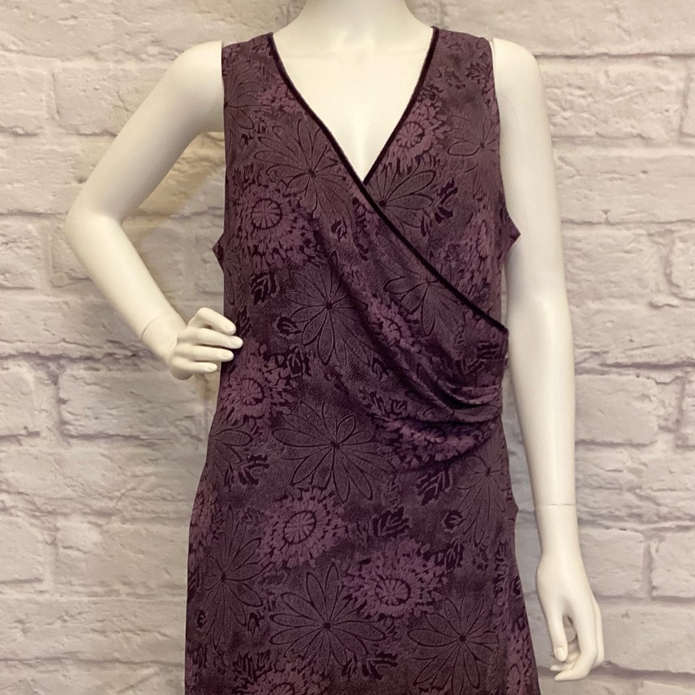 Jones New York 14 Faux Wrap Dress Elegant Purple Ruched Fairy Whimsigoth - Picture 3 of 11